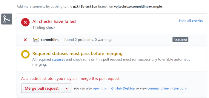 Github checks fail
