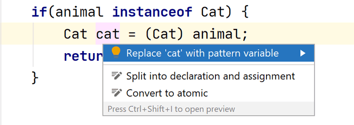 IDEA pattern matching instanceof