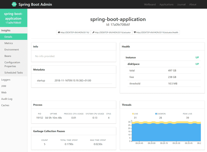 Admin with Actuator Endpoints exposed