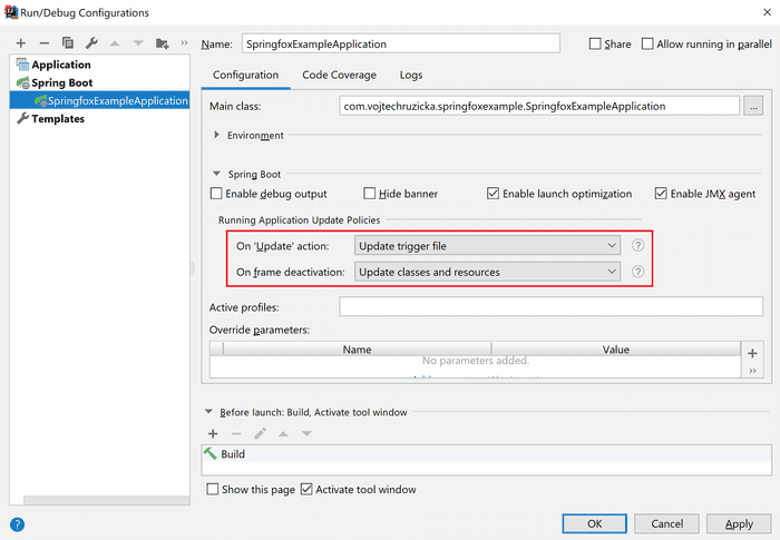 Intellij IDEA Spring Boot Run Configuration