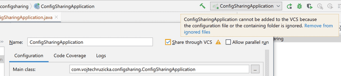 IDEA share run config through VCS ignored folder