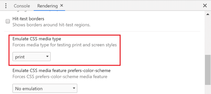 Emulate Print Rendering in Devtools