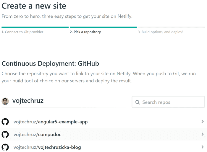 Select your Git Repository