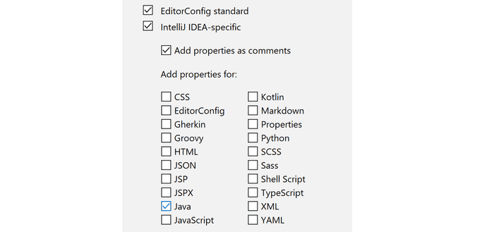 Editor config property sets