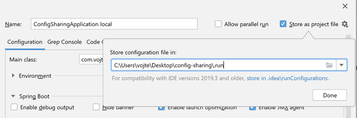 IDEA Save Run configuration as project file